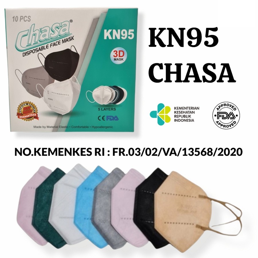 Earloop KN95 Chasa 1 Kotak isi 10pcs Masker 5ply KN95 Chasa - Big Plaza