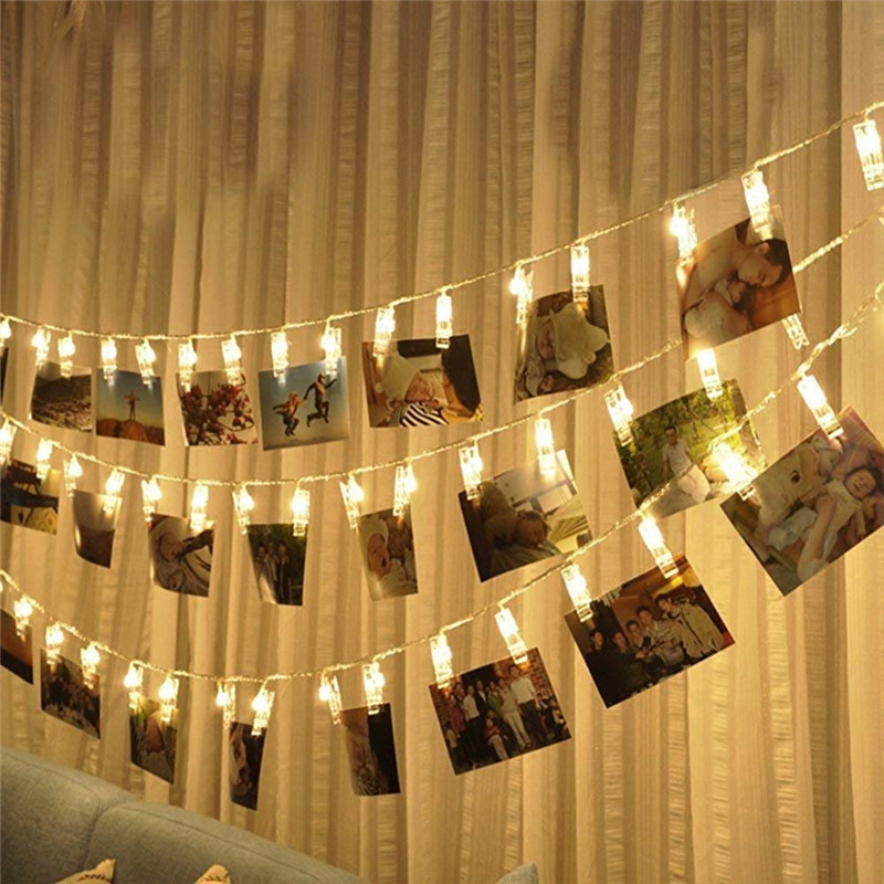 1/2.5/3m Foto Klip Wall Light String/Lampu Natal Peri String/Foto Wall Decor Light Natal Pernikahan Ulang Tahun Pesta Valentine Dekorasi/Kawat Tembaga Lampu Dinding