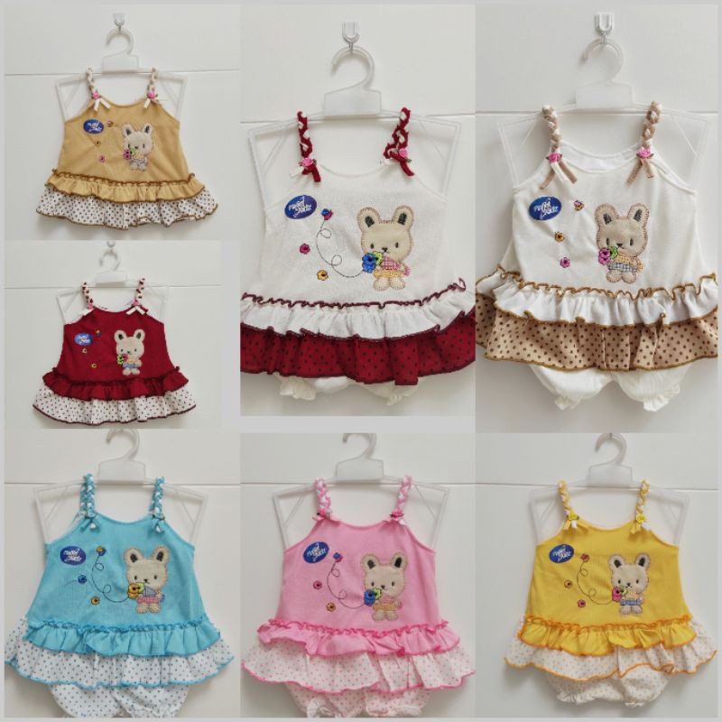 Baby gift PLANET KIDZ KEPANG SINGLET Dress baju rok setelan celana katun anak bayi perempuan cewek