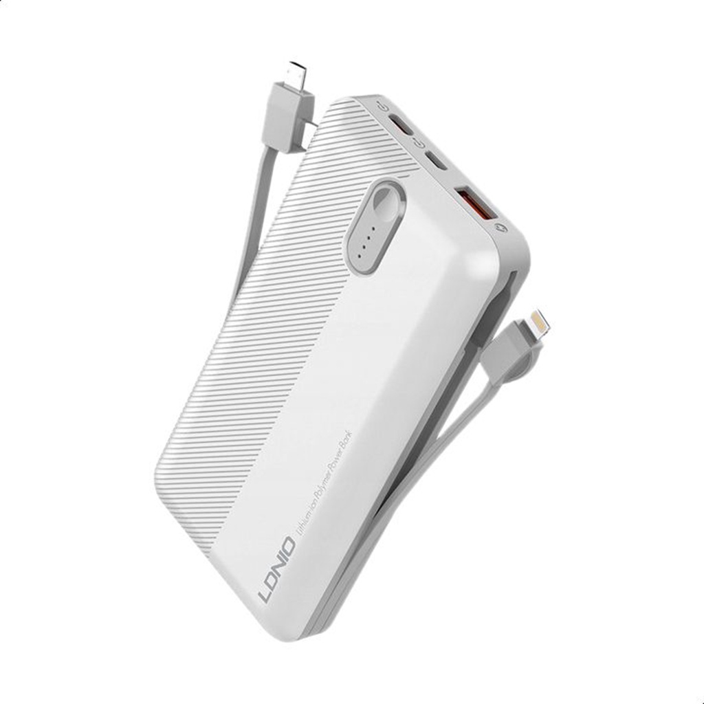 MURAH!! POWER BANK LDNIO ORIGINAL MODEL PL1013 10.000 mAH - BUILT IN TYPE-C/MiCRO/IPHONE CABLE