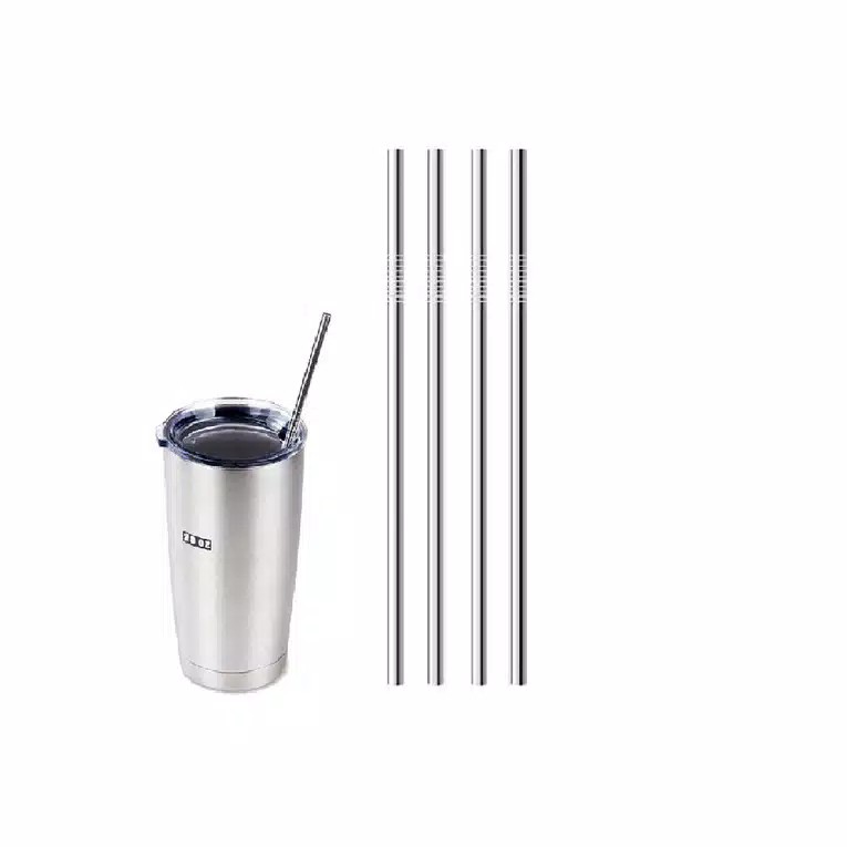 Sedotan Stainless Steel Straw Lurus Dan Bengkok Anti Karat