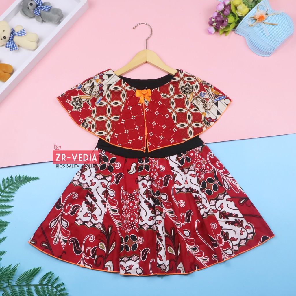 Dress Irene size 1-4 Tahun / Dres Batik Cape Baju Kensi Anak Perempuan Murah Cewek Katun Adem Gaun