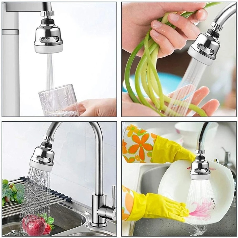 360 ° Rotating Kitchen Sink Faucet Spray Adjustable Three Gear Booster Splash Proof Faucet Aksesoris Aerator Aerator Rumah Tangga Umum