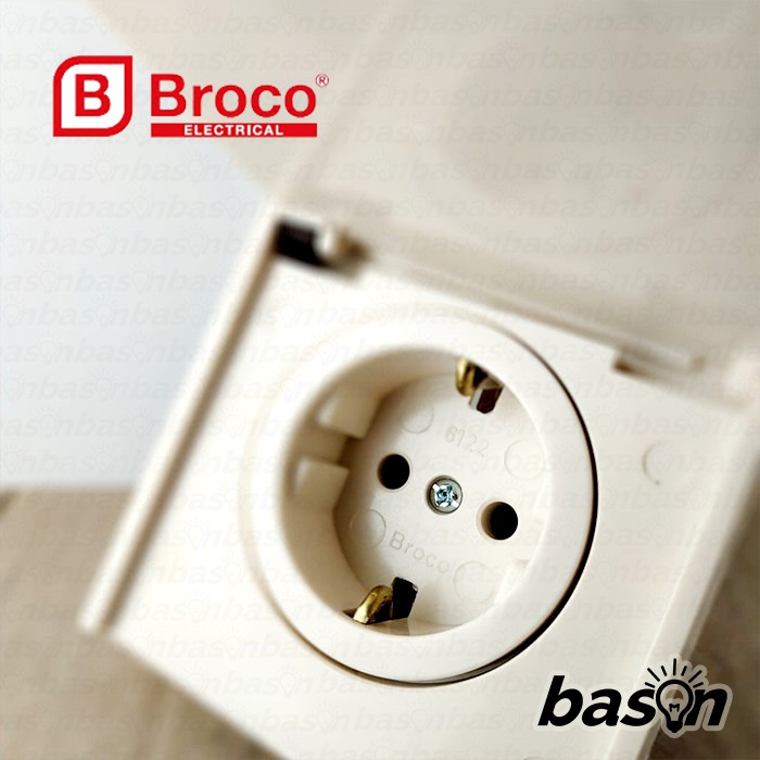 BROCO 6122 STD Socket Outlet with cover 16A - Stop Kontak dengan tutup