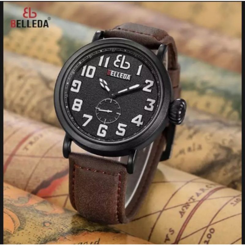 Men's Watches Luxury Belleda Newest Original Belleda B 9097 LEATHER Can COD