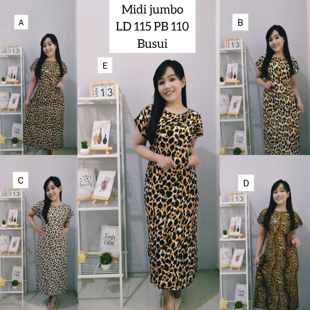 BAJU DASTER MIDI  JUMBO LD 115 PB 110 DASTER TERBARU IBU IBU JUMBO DASTER VIRAL MOTIF MACAN  KEKINIA