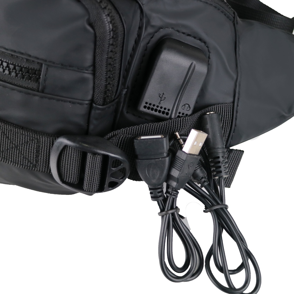 Tas Pinggang Pria Waistbag Import Waterproof Dual USB Portable Tas Sepeda Pria Tas Slempang Dada