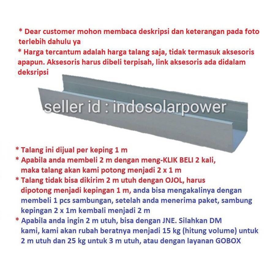 Talang air hujan harga per meter PVC kotak SG-220 RG-220 8" 8 inch LANGGENG MASPION atap genting