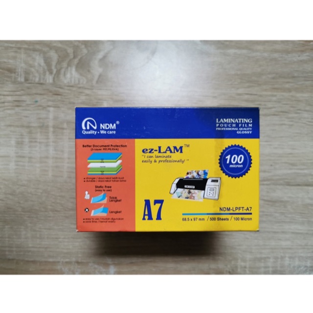 

NDM Laminating Film Ukuran A7 100 Micron isi 500 Lembar