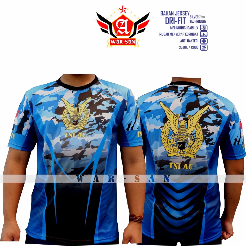 JERSEY TNI AU / JERSEY KAOS SUBLIME TNI AU BAHAN SILVER TECH