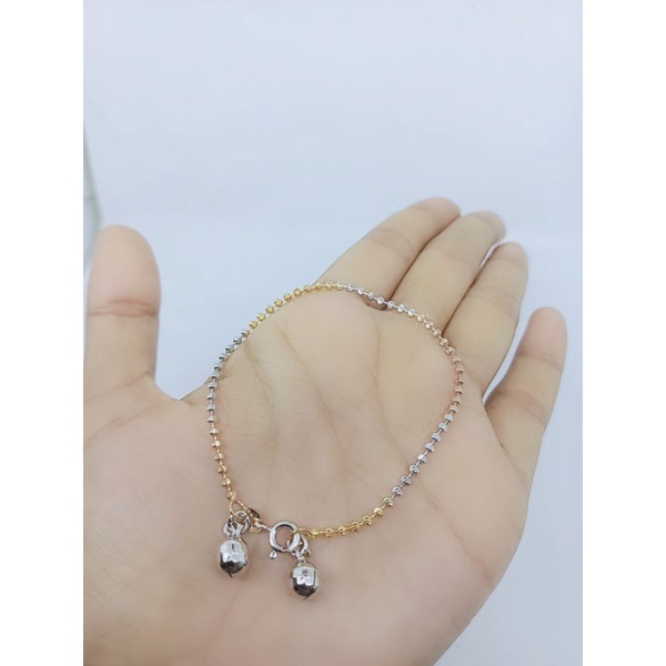 gelang bijilada ukir+ 2bel kombinasi warna/ gelang perak asli silver 925 lapis emas/ gelang fashion