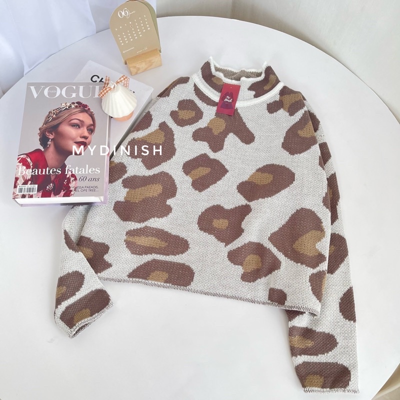 Aleka leopard Turtleneck - Atasan Blouse Wanita