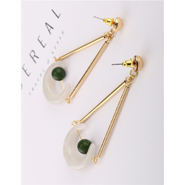 LRC Anting Tusuk Fashion Gold Crescent Geometric Triangle Earrings F69867