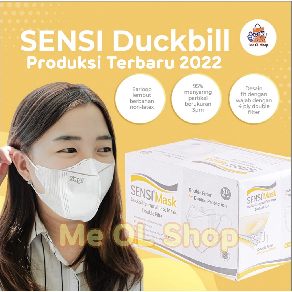 Masker Sensi Duckbill isi 50 Pcs/Box DOUBLE Filter ORIGINAL Emboss termurah