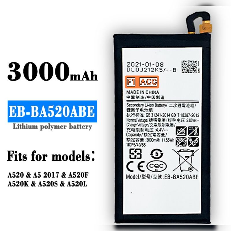Baterai Samsung Galaxy A5 2017 A520 EB-BA520ABE Batere Samsung A520 EB-BA520ABE A5 2017 ORIGINAL
