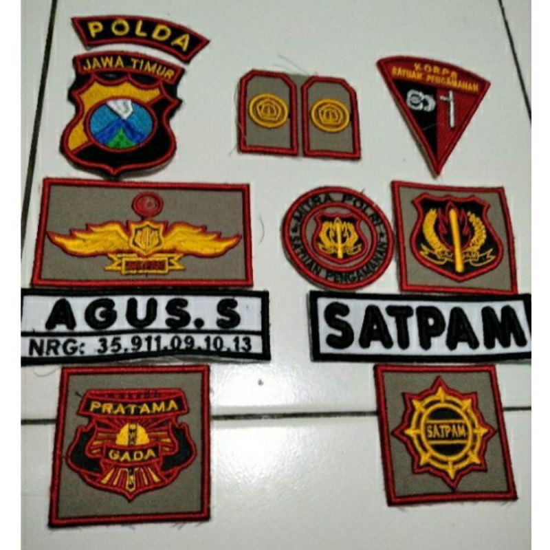 logo satpam logo bordir Satpam timbul 1 set