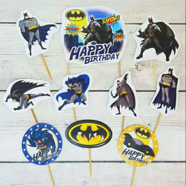 Topper toppers toper hiasan tusukan kue cup cake tart ulang tahun karakter batman