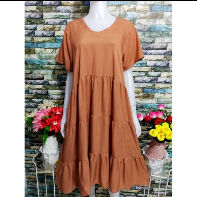 DASTER ADEM KEKINIAN MIDI DRESS BUSUI FRIENDLY MURAH