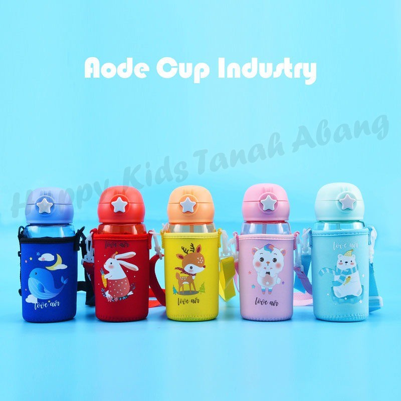 BOTOL MINUM ANAK 520 ML MOTIF LUCU PLUS SARUNG KAIN BPA FREE