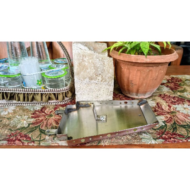 pangkon aki cb tipis/slim bahan stainless stenlis