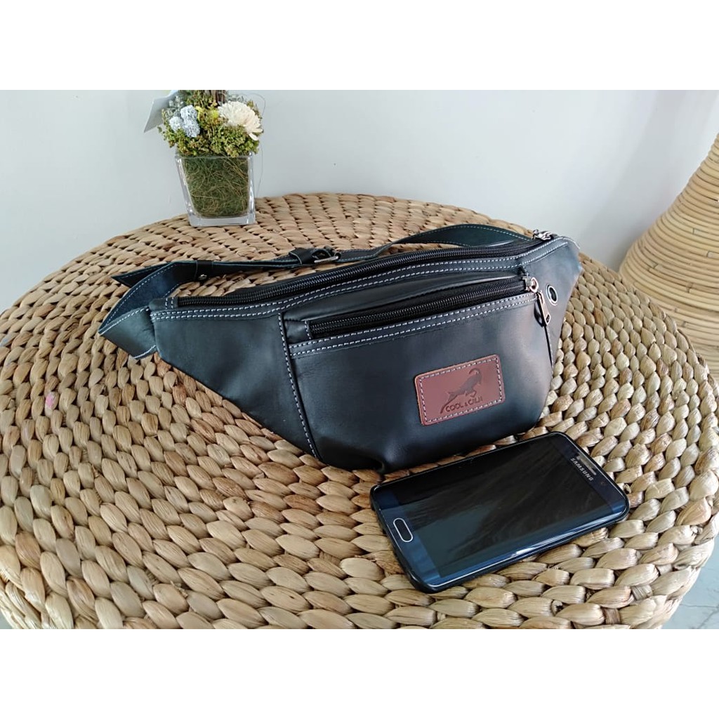 Tas selempang pria wanita waist bag slingbag sling bag kulit Sapi Pull Up