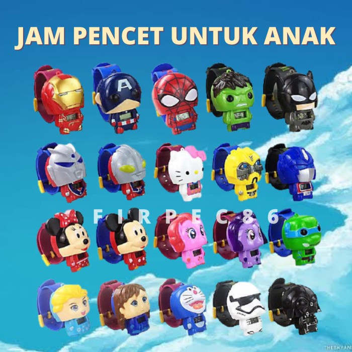 Jam Tangan Anak Cowok PENCET 3 in 1 LOLZ AVENGER DC FROZEN PONNY BISA COD U7R5 premium fashion anak 