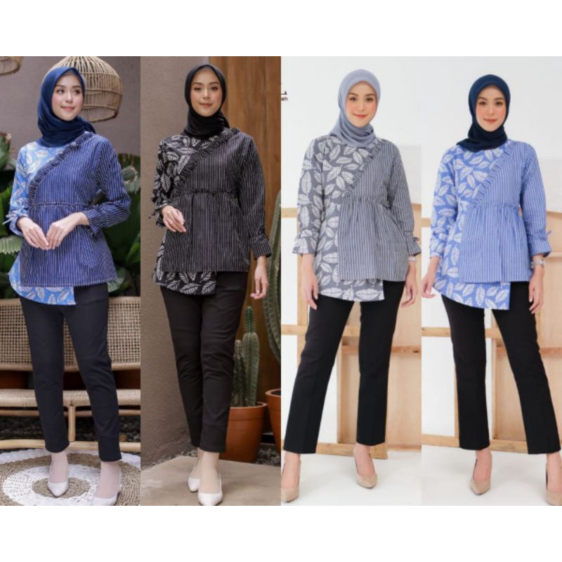 Atasan Blouse Batik Wanita Modern FASHION WANITA Kekinian Brokat Batik