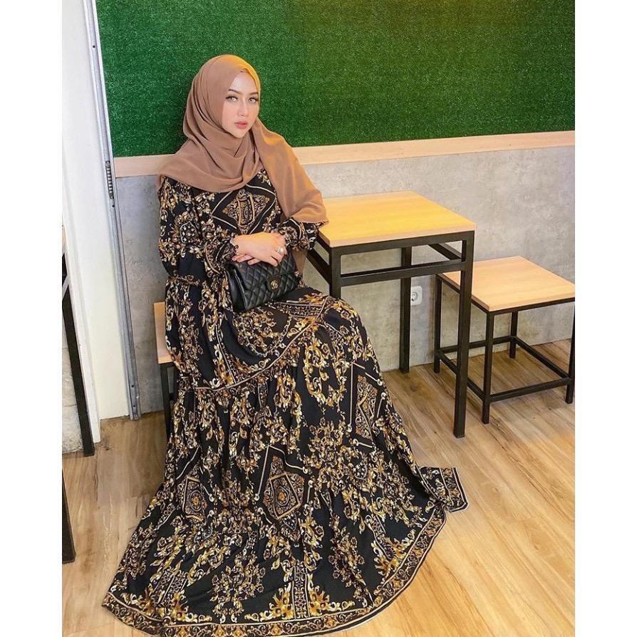 SULTAN MAXY DRESS PUSATGROSIR_SOLO/ HOMEY DRESS RAYON MOTIF ABSTRAK TERMURAH HITS SELEBGRAM