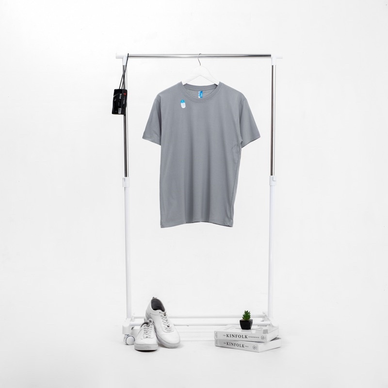 KAOS POLOS COMBED 30S LENGAN PENDEK PRIA DAN WANITA 100% COTTON ORIGINAL cocok untuk sablon-30s ABU MUDA