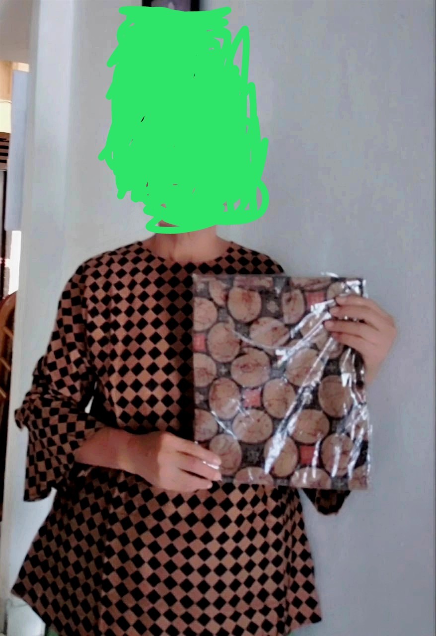 Atasan Blus Batik Wanita Modern Halus Dolby Kombinasi Brokat Polos