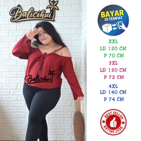 Balicihui Top Tassel Jumbo Atasan 4XL Tassel Jumbo Plus Size Big Size Blouse Wanita