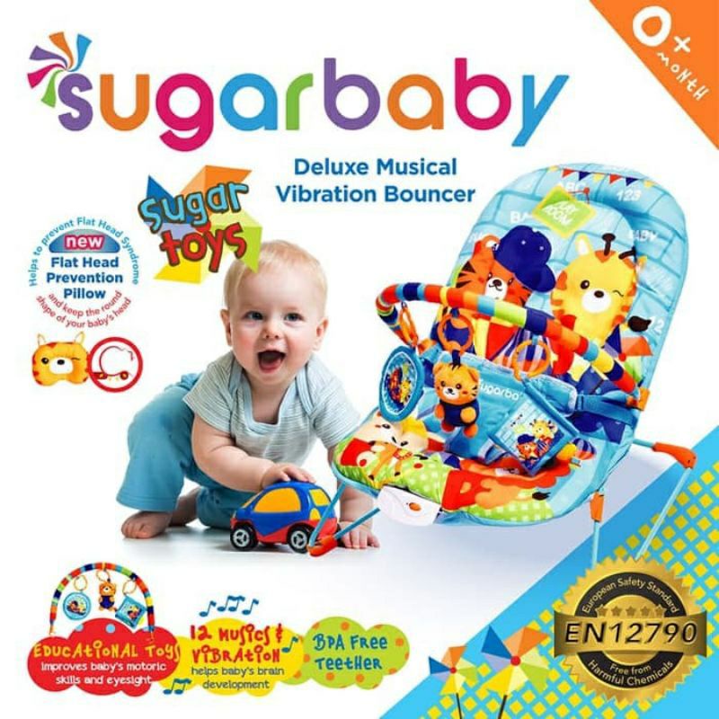 Sugar Baby Bouncer Deluxe Musical Vibration 1 Recline / Dudukan Bayi Sugarbaby