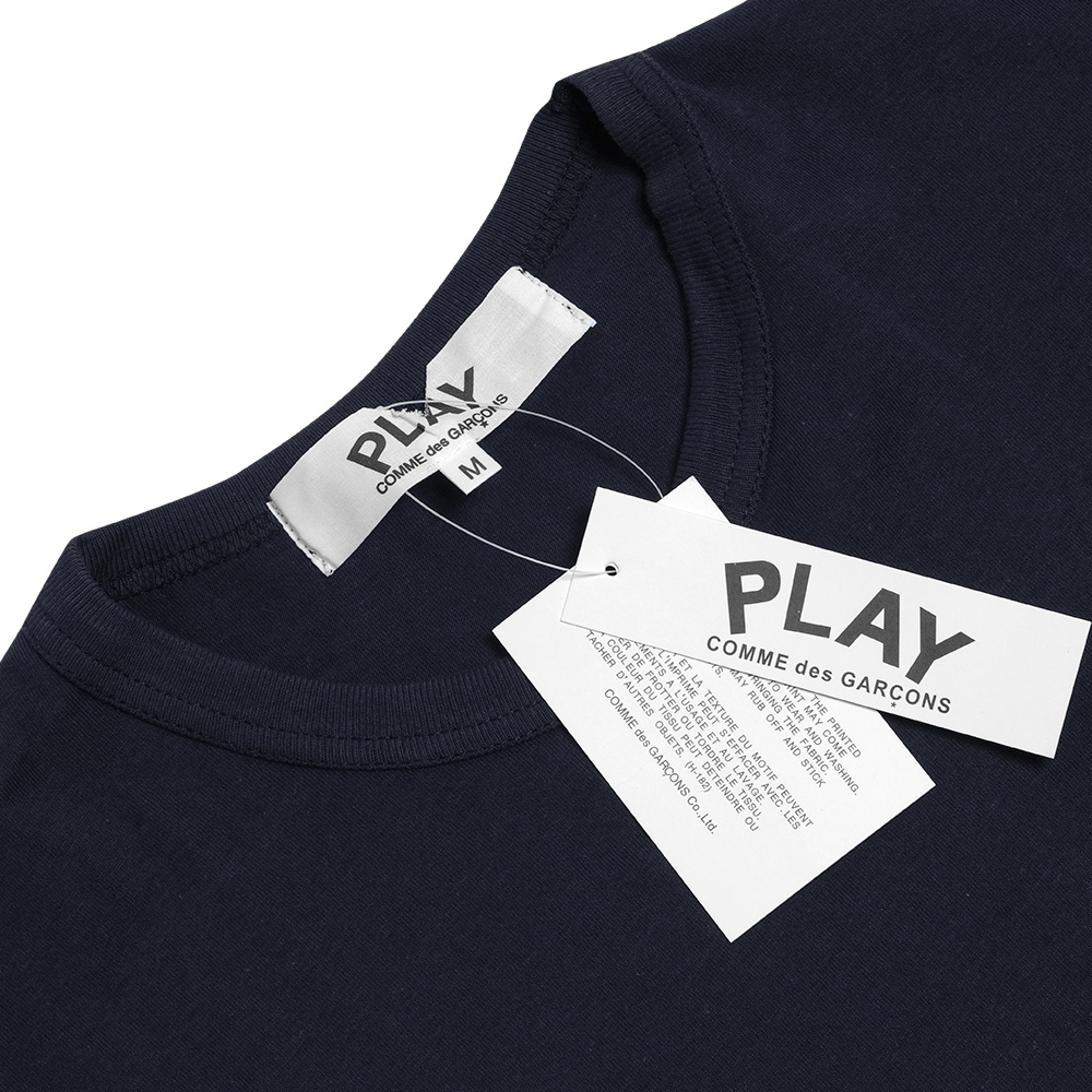 CDG Play Golden Heart Patch T-Shirt Navy