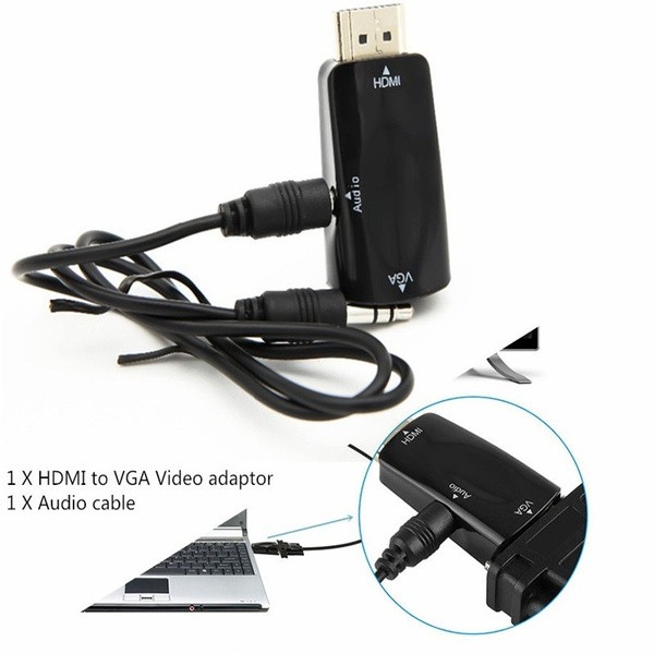 ADAPTER HDMI MALE TO VGA FEMALE WITH AUDIO CONVERTER 1080P FULL HD