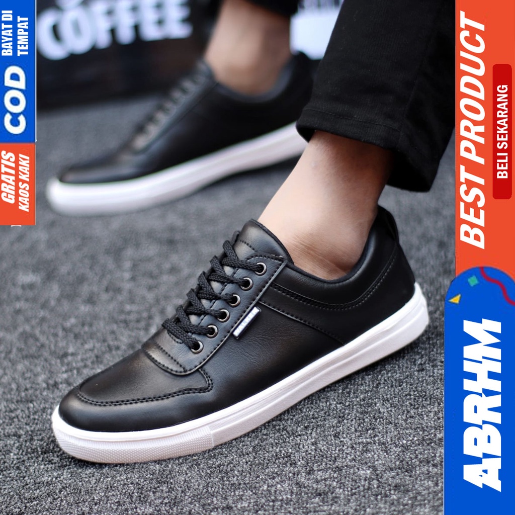 Abrhm Tiago - Sepatu Sneakers Casual Pria Kerja Santai Hitam