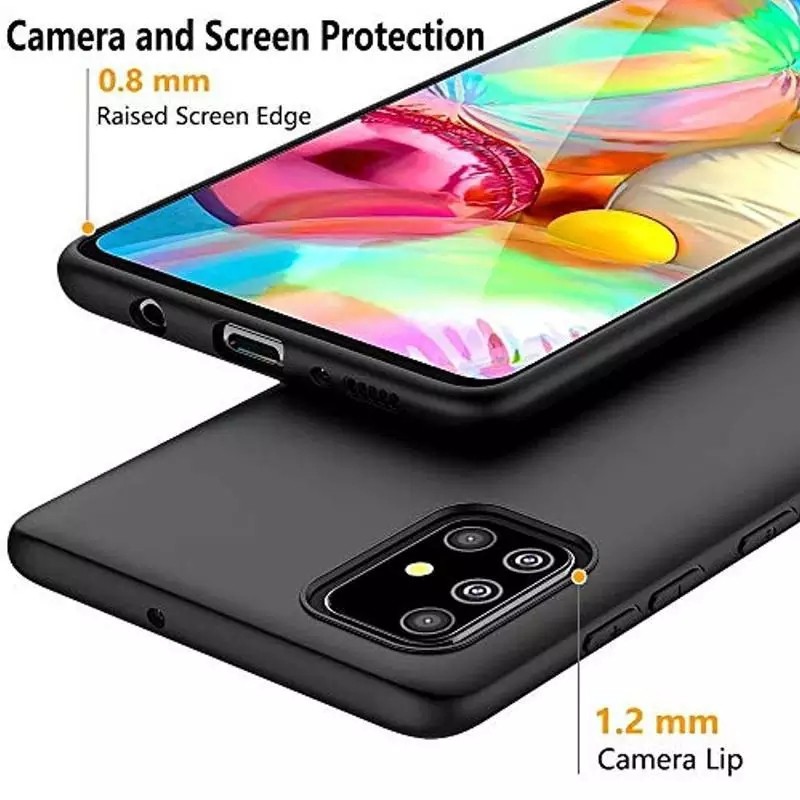 SAMSUNG M51 A02  M02 A31 A51 M21 M30S M31 CASE SOFCASE BLACK PREMIUM 3D CAMERA, SILIKON KARET HITAM SOFT FULL BLACK