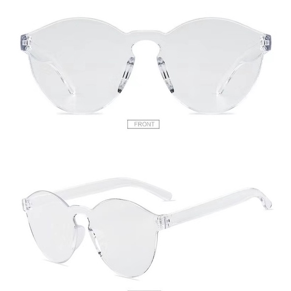 DIKIRIM DARI JAKARTA - Harga murah Kacamata Transparan Port Frameless Tren Pasangan kacamata Simple Kacamata Fashion-13 C6 putih