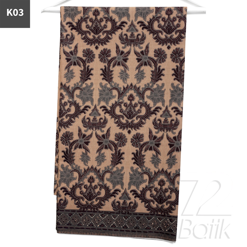 KAIN BATIK PREMIUM Bahan Katun Motif Kembang Taman Warna Cream 721133 Cap 72 Jarik Jarit Samping Kebat Panjang Batik Katun Modern Premium Bahan Seragam Batik Pernikahan Kantor Keluarga Murah Kamen Jadi Batik Bali Lembaran