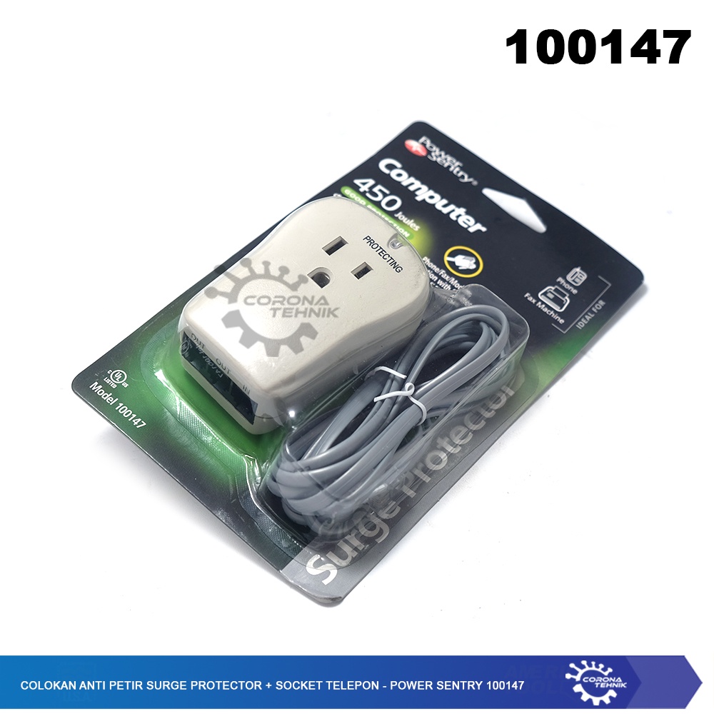 100147 - Colokan Anti Petir Surge Protector Socket Telepon Power Sentry