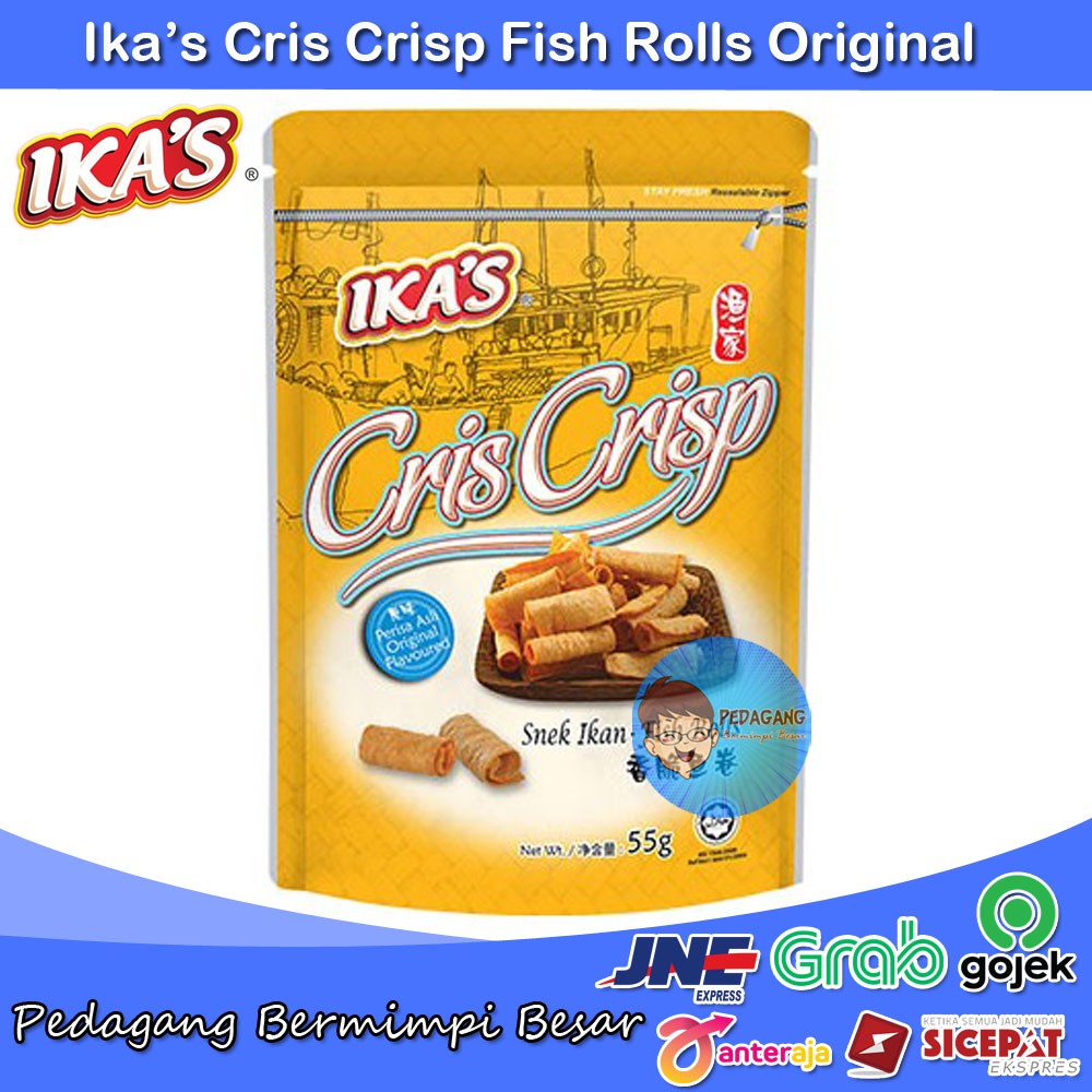 Ikas Cris Crisp Fish Rolls Original 55gr | Snack Ikan Crispy