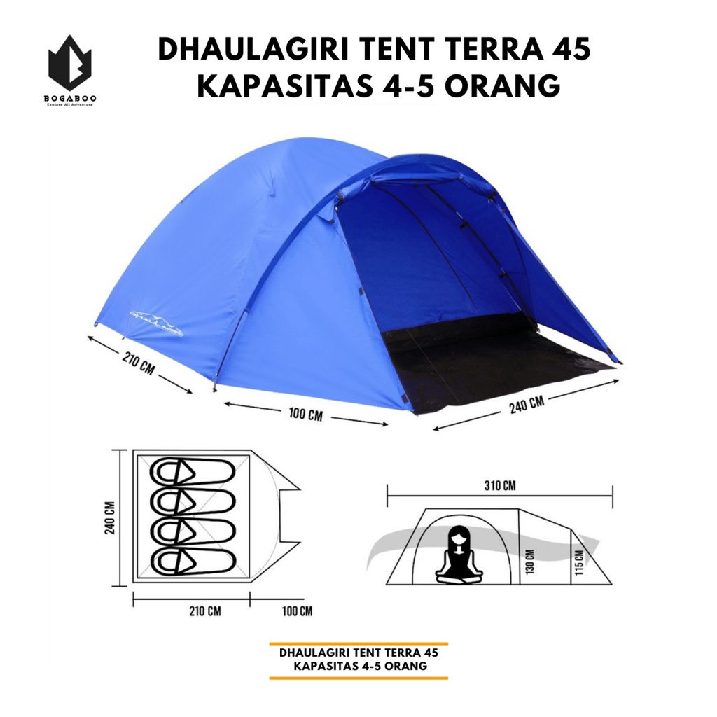 Tenda Dhaulagiri Terra 45 - Tenda Kemping - Tenda Camping 4P - Tenda Double Layer Tenda Camping