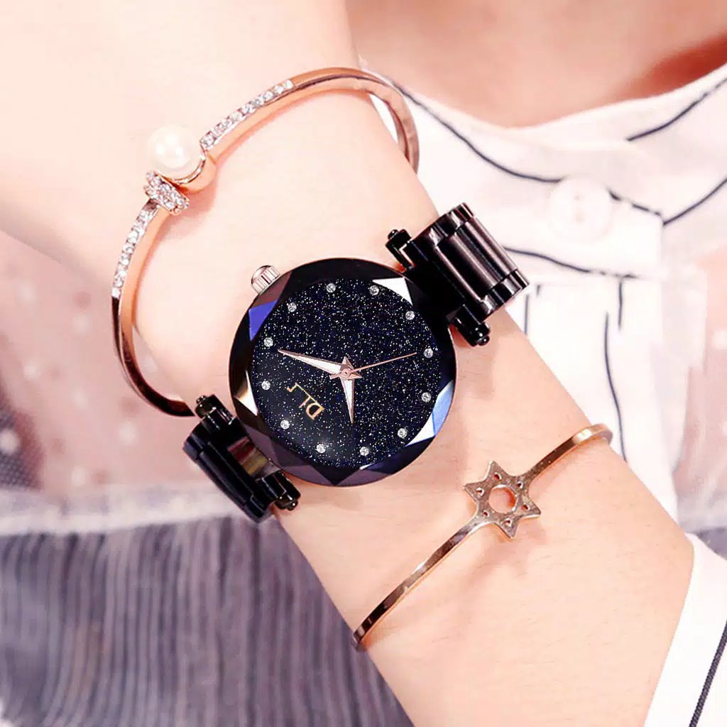 ✅[COD] Ready Stock  Jam Tangan Wanita Murah Quartz Starry Sky Diamond Stainless Steel Anti Air Watch