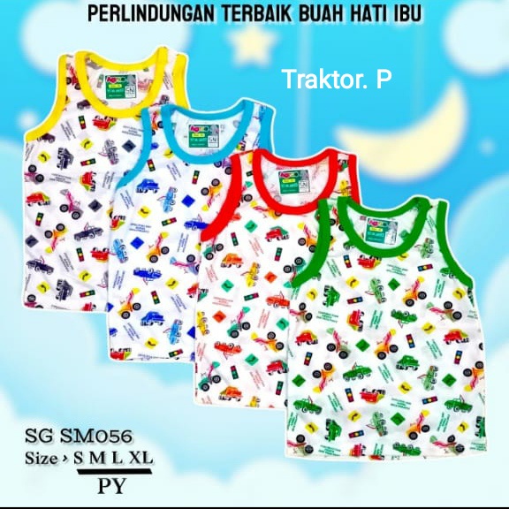 3pcs Agree Kids Singlet Anak Motif Size 0  - 2th Bahan Katun SNI