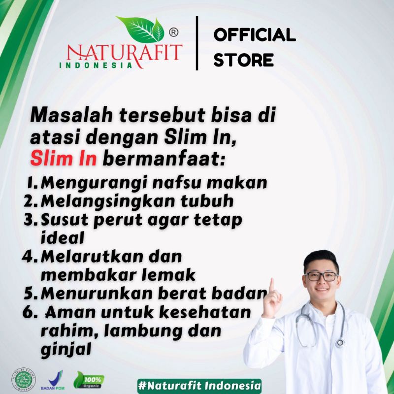 Slim In / Slim Gold Premium Naturafit Obat Herbal Alami Diet, Pelangsing Alami, Penurun Berat Badan Detoks Ampuh Premium Naturafit