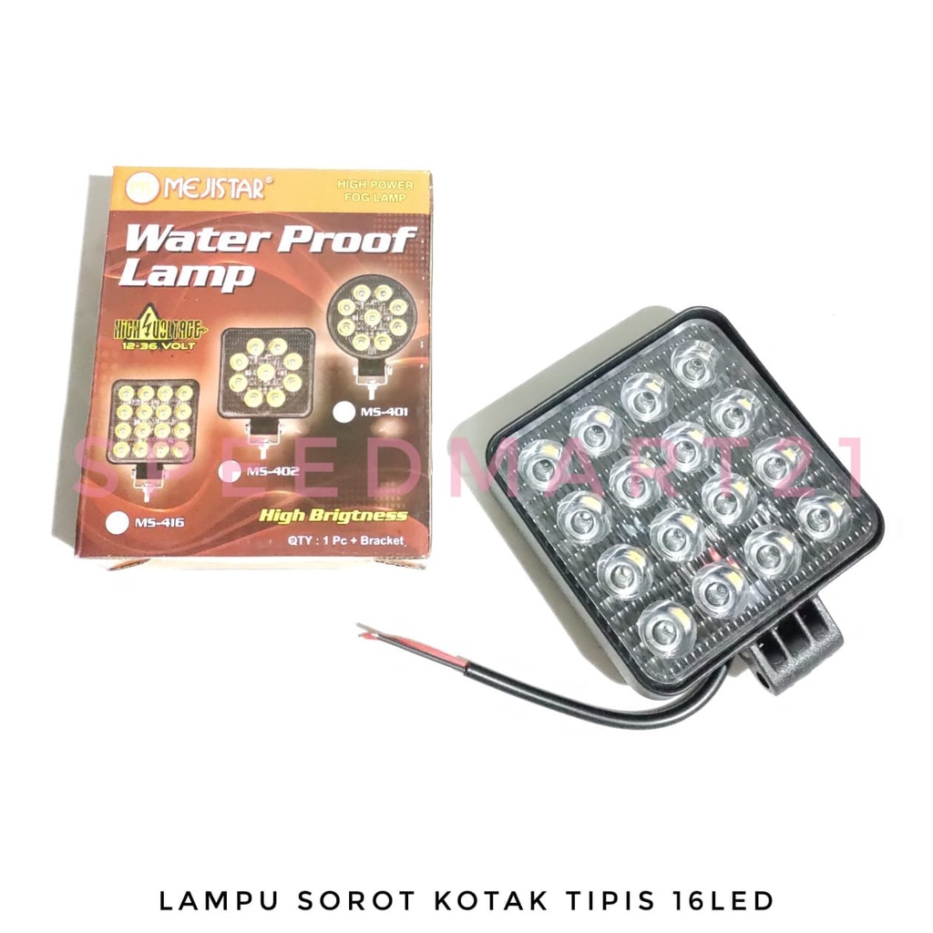 LAMPU SOROT/LAMPU KERJA/TEMBAK 16LED MS-416/LAMPU SOROT 16LED KOTAK TIPIS DNY (MS-416)