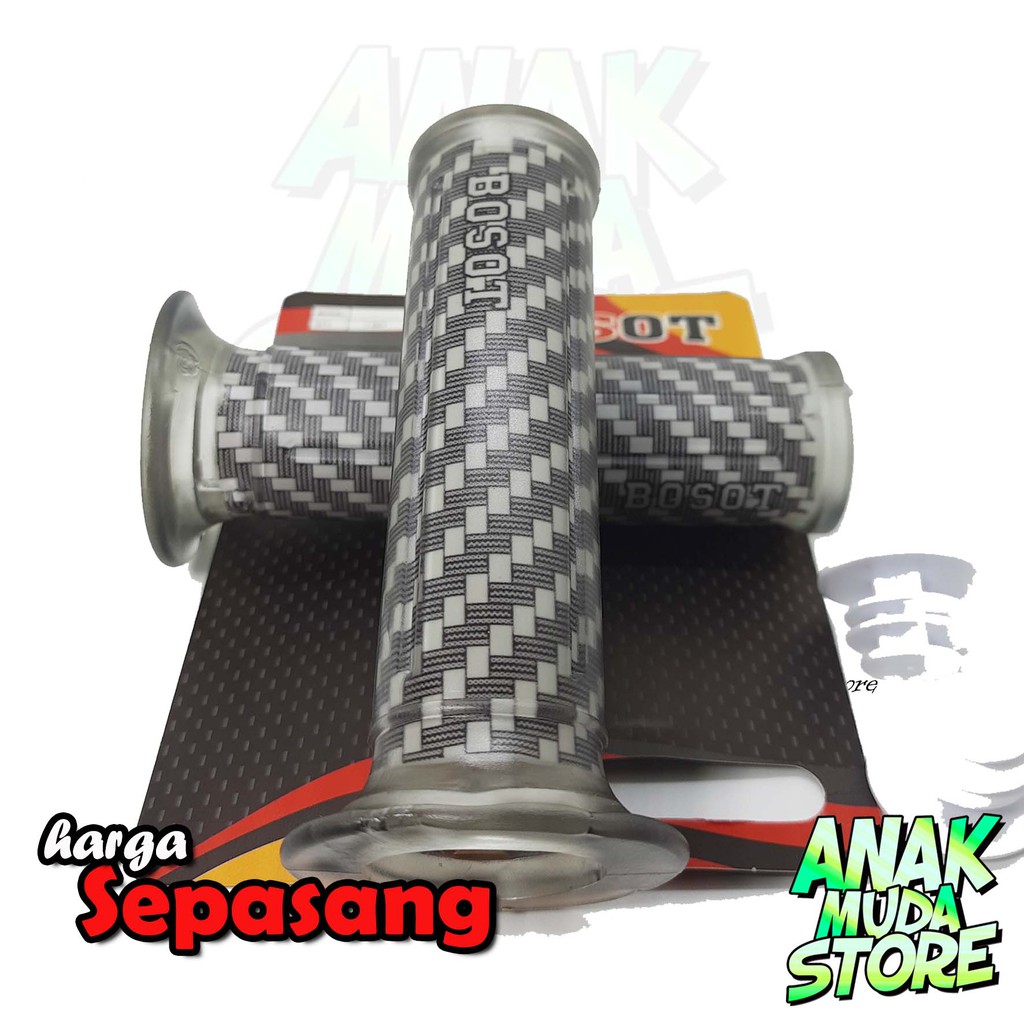 (HG02) Handgrip Stang Motor Karet Silikon Motif Karbon Variasi Motor Beat Mio Vario Jupiter Supra Fu