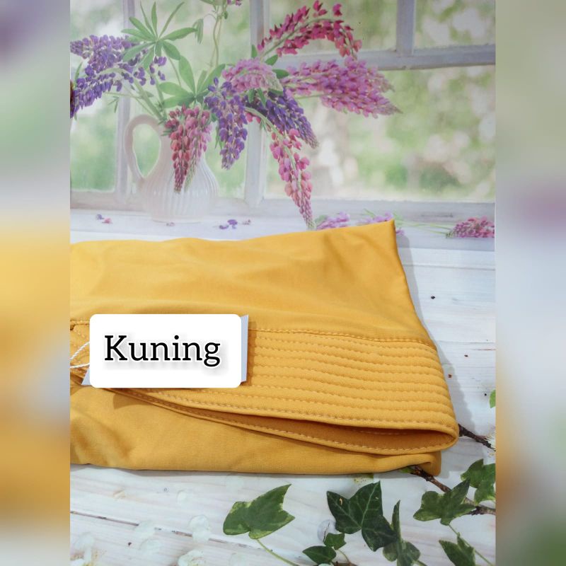 hijab jersey tali tambang/bergo jersey tali kepang/hijab jersey tali kepang/kerudung jersey tambang/hijab tali tambang polos variasi-Kuning