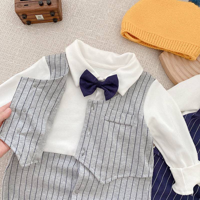 [COD] - Jumper bayi lakilaki tuxedo abu abu / baju bayi lakilaki 100% KATUN / jumper baby