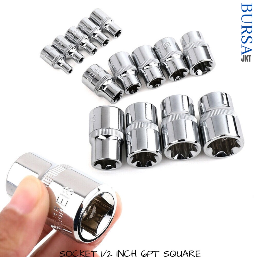 KUNCI PAS DRIVE SOCKET WRENCH TORX 1/2 CHROME VANADIUM SOCK 19 MM