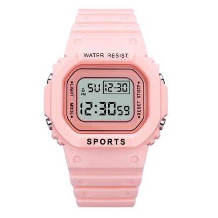 JAM TANGAN DIGITAL RUBBER PRIA WANITA SEGI KARET SPORT LED MURAH-UNGU POLOS